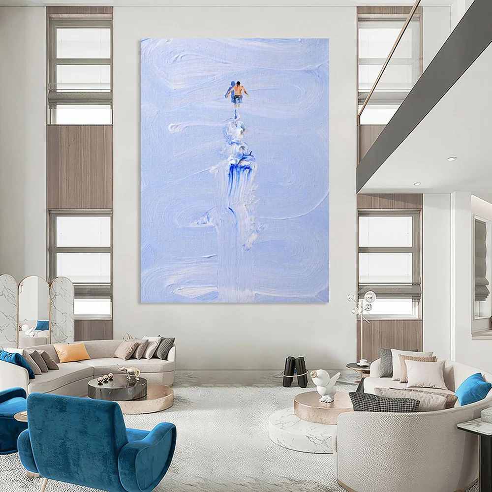 Small Original Hand-painted White Impasto Figure Wall Art WCLK9